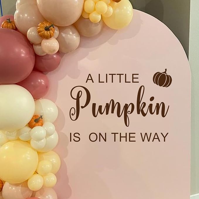 A Little Pumpkin is On The Way Baby Shower Decal | Little Pumpkin Baby Shower Decorations Decal, Fall Theme Gender Reveal Decor Sign Sticker for Party, Backdrop, Balloon Arch