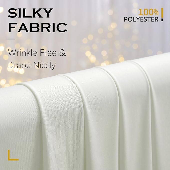 10ft×12ft Ivory Backdrop Curtain for Wedding Parties, 2 Panels Wrinkle Free Polyester Photo Backdrop Drapes Back Drop Cloth for Birthday Photography Background