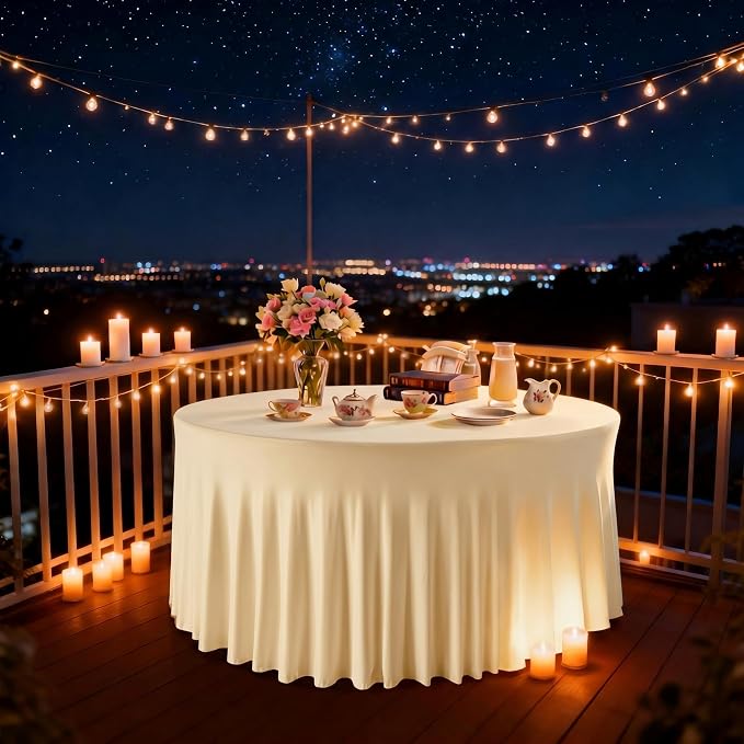 10 Pack Ivroy Round Spandex Tablecloths for 60in Tables, 120 Inch Stretch Fitted Table Skirts, Wrinkle-Free Washable Polyester Covers for Wedding, Banquet & Party