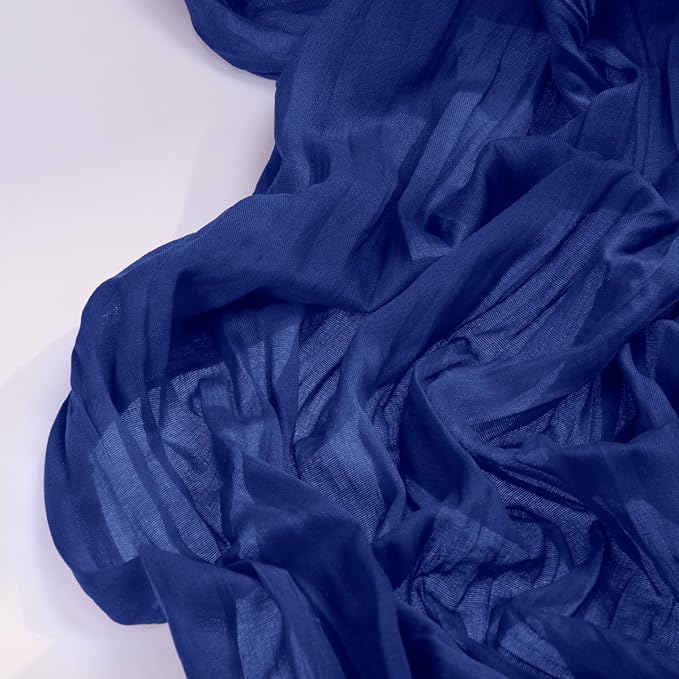 DeZerlor Royal Blue Cheesecloth Table Runner Spring Easter Table Runners Boho Gauze 120 Inches Table Decor for Wedding Bridal Baby Shower Parties