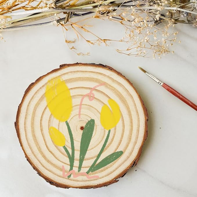 Unfinished Natural Wood Slices for Crafts - 10 Pcs Natural Round Discs Rustic Wood Slices 4.3-4.7 Inch Wooden Tree Bark Discs for DIY Decoration Table Base Wedding Ornaments Coasters Home Decor
