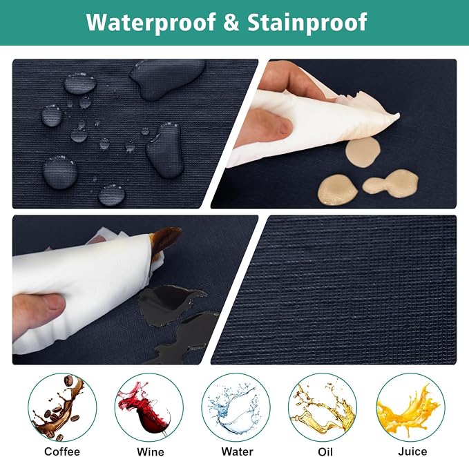 LUSHVIDA 6 Packs Vinyl Tablecloths with Flannel Backing for 6ft Rectangle Folding Table Cloths - Waterproof Plastic Picnic Table Covers with Elastic Corners, 30x72 inch, Navy Blue
