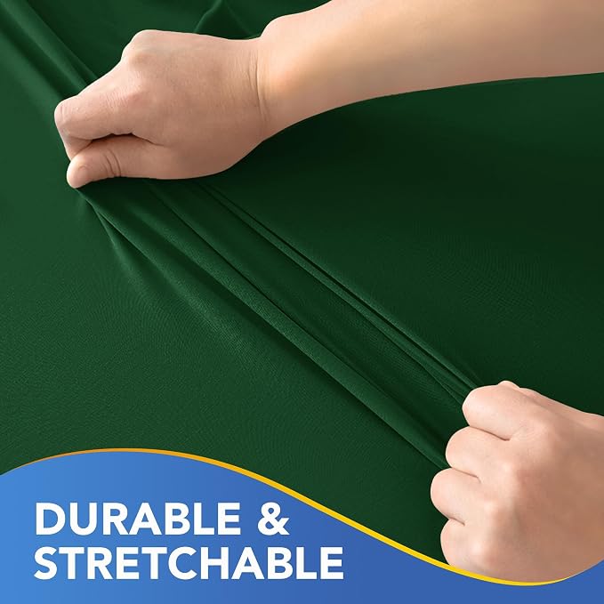Cocktail Table Covers-Spandex Round High Top Table Cloths 6 Pack 32x43 Inch-Hunter Green Stretch Fitted Christmas Tablecloth for Pub Bistro Highboy Party Event Banquet Height Satnding Tables