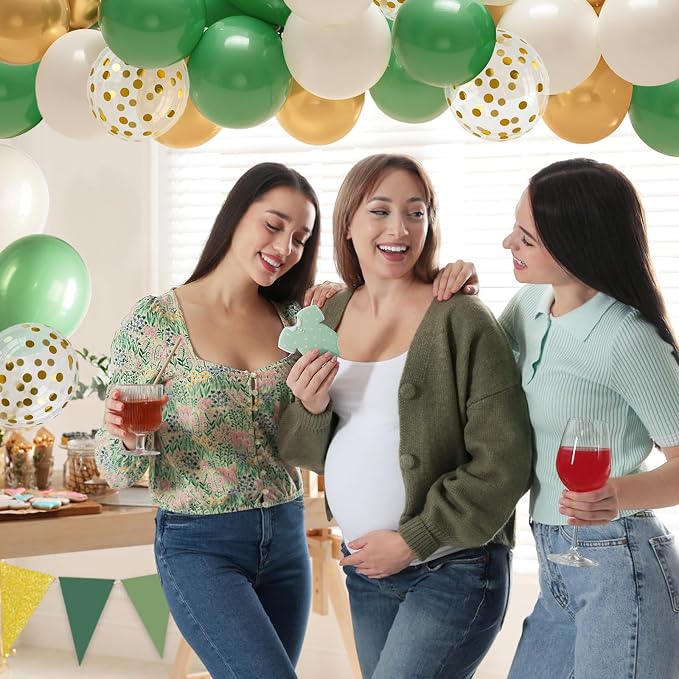 Sage Green Birthday Decorations, Boho Birthday Party Decorations with Green Gold Balloons Table Runner Happy Birthday Banner, Neutral Birthday Decorations for Women Adults