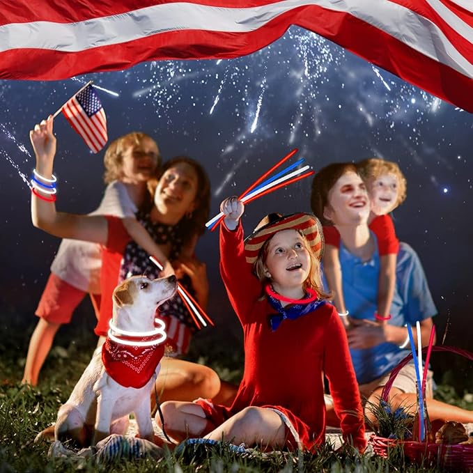300 PCS Red Glow Sticks Bulk Glow in the Dark Bracelets and Necklaces with Connectors 8" Glowsticks Light Up Neon Party Favors for July 4th Halloween Christmas Wedding Carnival