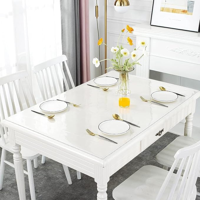 Deep Dream 1.5mm Clear Desk Cover Protector, 34×54 Inch Clear Table Cover, Desk Mat, Tablecloth Protector Rectangle, Table Protector for Dining Room Table