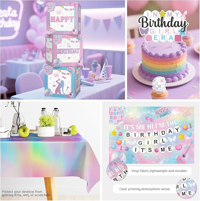 cocomigo 249pcs In My Birthday Girl Era Decorations Complete Party Set, Serves 20 Guests, In My Birthday Girl Era Party Supplies, includes Banner, Balloon Arch, Backdrop, Plates and Napkins Kit, etc