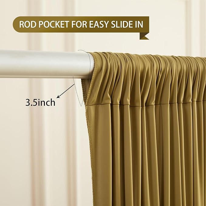 Gold Brown Backdrop Curtains-Wrinkle-Free Polyester Photography Drapes Party Curtain Background for Baby Shower Wedding Decorations- 16 X10FT