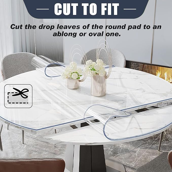LovePads Round Clear Table Protector, 1.5mm Thick 30 Inch Plastic Table Cover, Waterproof Vinyl Tablecloth Round Protective Tabletop Pad for Kitchen Countertop Coffee Desk, Heavy Duty & Easy to Clean
