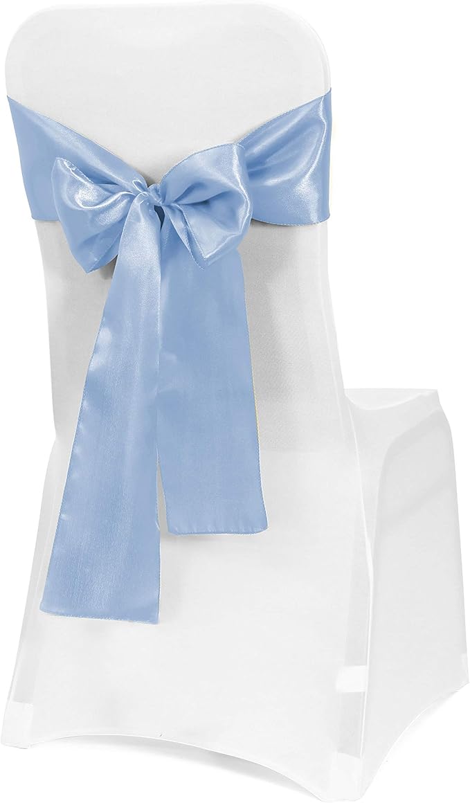 Obstal 10 PCS Satin Chair Sashes Bows for Wedding Reception- Universal Chair Cover Back Tie Supplies for Banquet, Party, Hotel Event Decorations