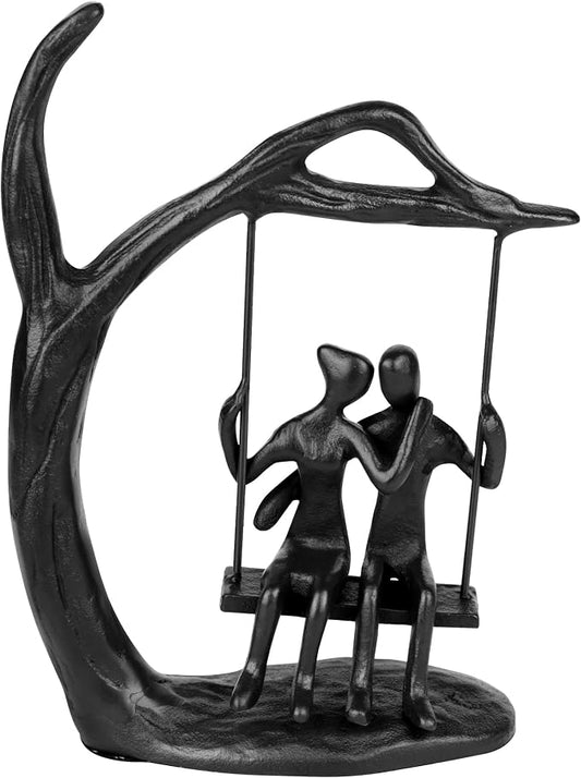 Kresecioo Anniversary for Couple Women Men - Romantic Couple Statue in Love, Handcrafted Iron Couple Sculptures Home Decor, Sweet Love Figurine Gifts for Wedding Anniversary Christmas