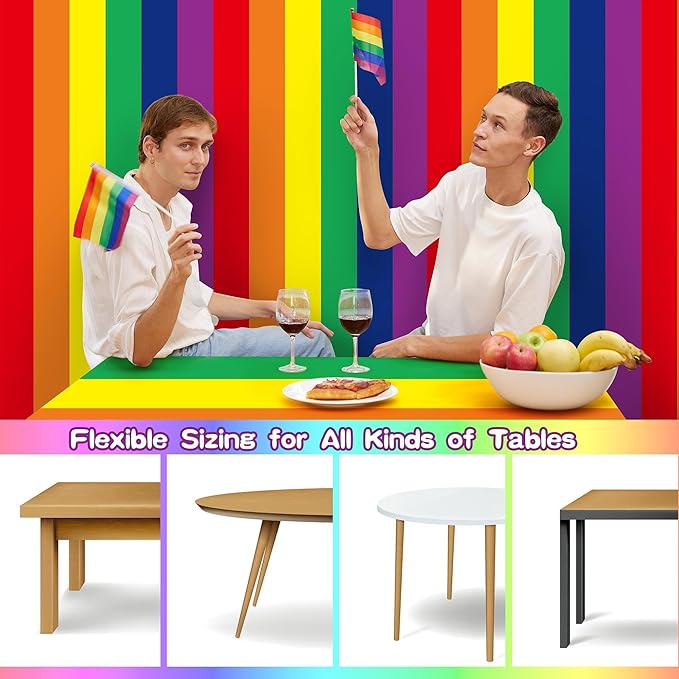 Kochorie 100 Ft x 54 Inch Rainbow Tablecloth Roll with Cutter Box Gay Pride Tablecloth Cut to Size Table Cover Disposable Rainbow Pride Backdrop for Indoor Outdoor Events Party Supplies
