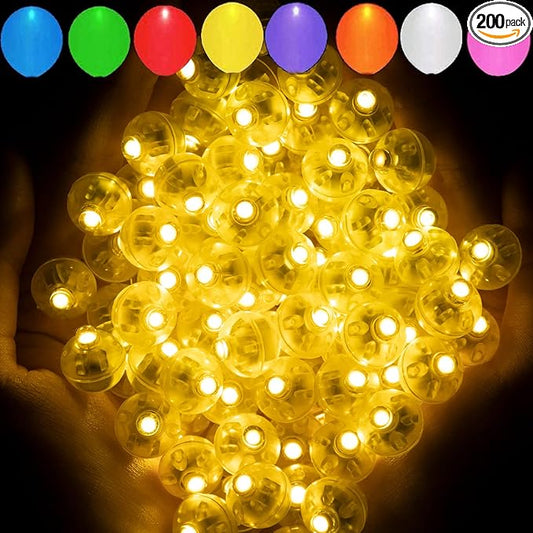 Aogist 200pcs Yellow Balloon Light,Long Standby Time Waterproof Mini Ball Light,Round LED Flash Lamp for Paper Lantern Balloon Party,Wedding,Birthday,Festival,New Year and Christmas Decorative