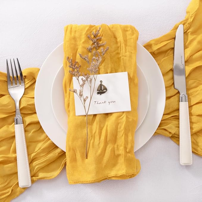 50 Pack 50 Pack Gold Cheesecloth Napkins Washable Spring Summer Cloth Napkins Set of 50 Bulk 21x21 Inches for Wedding Baby Bridal Shower Birthday Dinner Party Home Table Decor