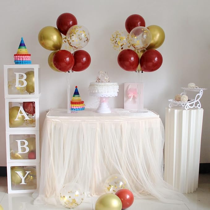 ZJDHPTY 4Set Red Gold Balloon Stand Table Centerpieces Party Decor | Christmas Decorations,Birthday Graduation Anniversary Wedding Valentine 49ers Party Decor,Lunar New Years Party Supplies