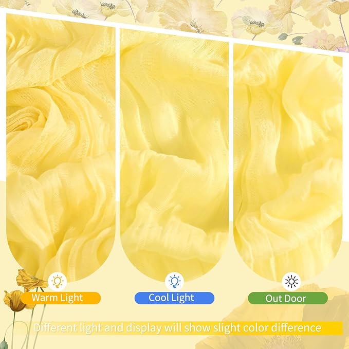 18 Pack Light Yellow Cheesecloth Table Runner 17 x 108 inch Boho Gauze Table Runner Rustic Sheer Cheese Cloth Table Decorations for Wedding Party Baby Bridal Shower Birthday Holiday Home