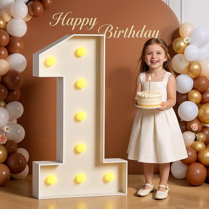 3FT Marquee Numbers 1 Large Light Up Numbers for Wild One 1st 15th 16th 21st Birthday Party Decorations Anniversary Light Up Sign Outdoor Pre-Cut Foam Board Kit
