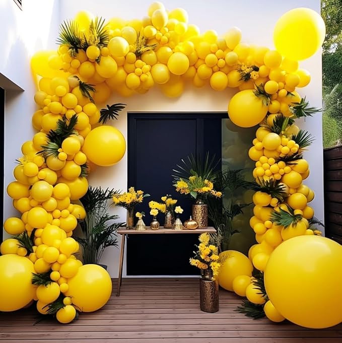 Yellow Balloon Different Sizes Latex Double Stuffed Matte Yellow Balloon Garland Arch Kit for Birthday Baby Shower Wedding Lemon Sunflower Party Decor