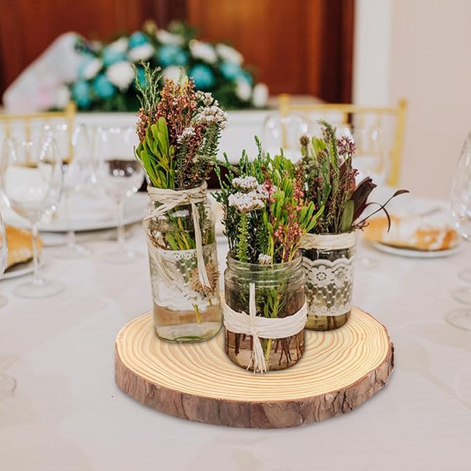 12 PCS 5.5-6.3 Inch Natural Wood Slices, Unfinished Pine Wood Circles with Barks for Coasters, DIY Crafts, Christmas Rustic Wedding Ornaments and Centerpieces,by GNIEMCKIN