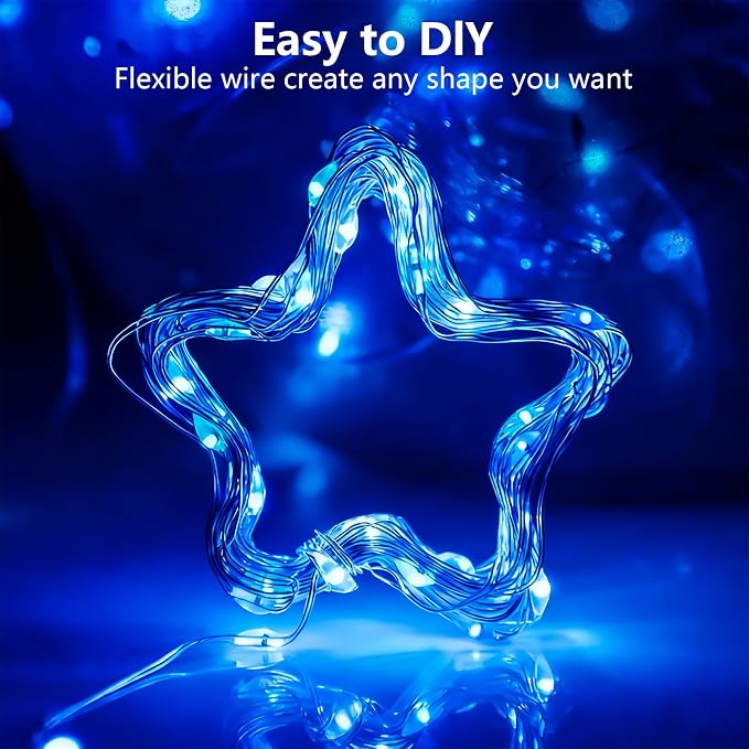 YEGUO Fairy Lights Battery Operated, 6 Packs Each 16ft 50 LED String Lights, Christmas MIni Lights Indoor for Bedroom Wedding Party Holiday Gift(Blue)