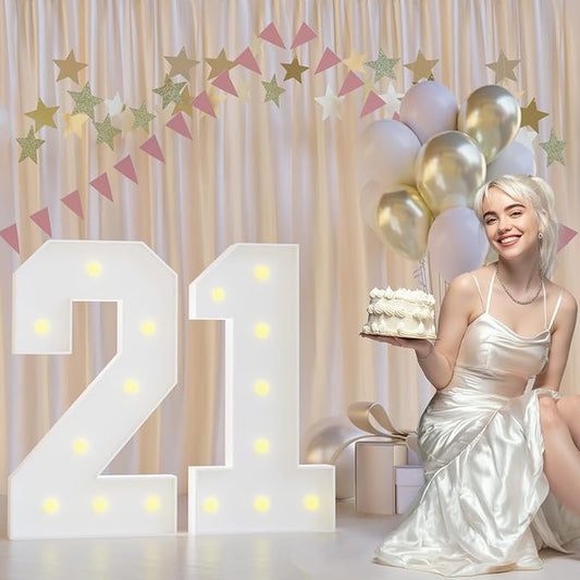 21st Birthday Decorations Marquee Numbers, 2.3FT Large Light up Number 21 for Birthday Decorations, Number 21 Light up Numbers for Party Anniversary Decor Sign