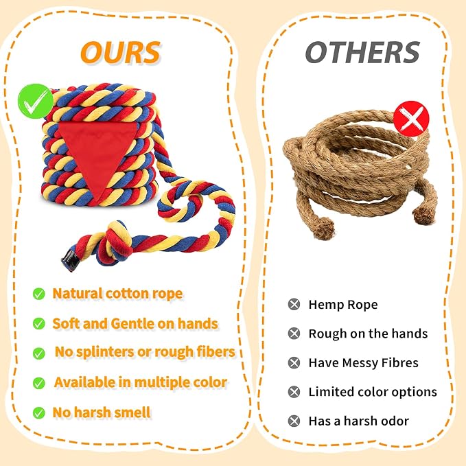 Tug of War Rope for Kids & Adults - 60ft Soft Cotton Outdoor Pulling Rope with Flag for Team Building Activities Field Day Family Reunions Birthday Parties Camping Games