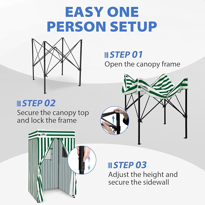 EAGLE PEAK 4x4 Pop Up Changing Tent, Flat Top Changing Room, White/Green | Portable, Privacy Tent, Pool Cabana, Dressing Room, Shower & Toilet Use, Opaque Fabric, Instant Setup, Photoshoots, Camping