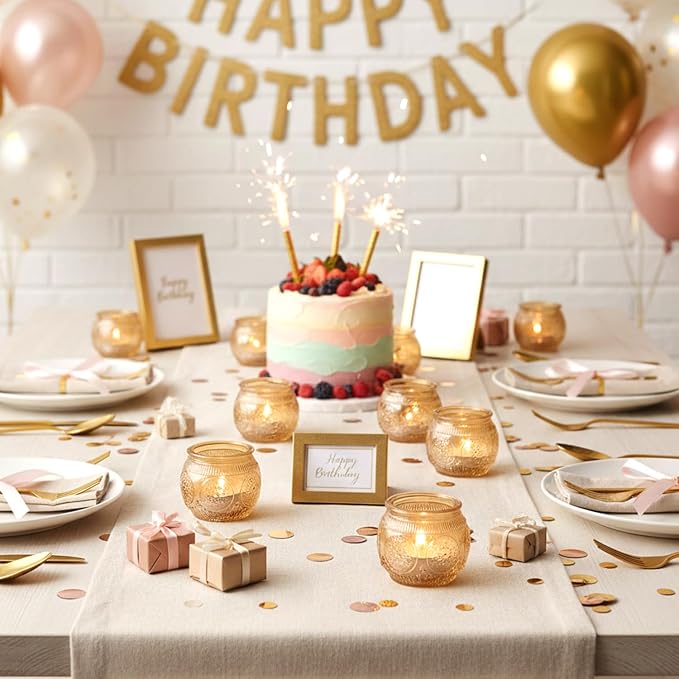 12 Pcs Gold Votive Candle Holders for Wedding Table Decor, Floral Style- Gold Centerpieces for Table, Bridal Shower, Birthday, Reception Party Decorations