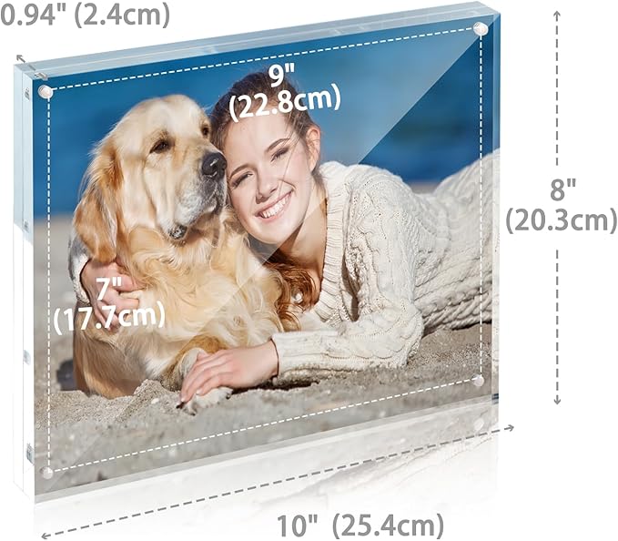 TWING Acrylic Picture Frames 8x10 5 Pack,12+12MM Thick Double Sided Photo Frame,Clear Magnetic 8 by 10 Picture Frame,Self Standing Block Frame Gift Ideal