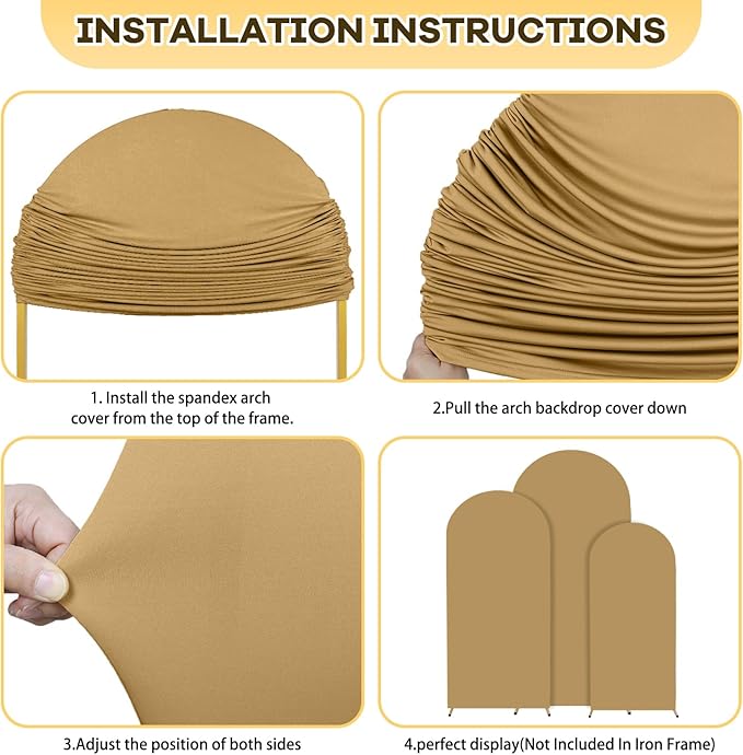 Arch Backdrop Cover Tan Spandex Arch Covers Stretchy Backdrop 4FT 5FT 6FT Wedding Arch Cover Set of 3 Balloon Arch Cover for Wedding Party Ceremony Celebration Khaki Arch Cover