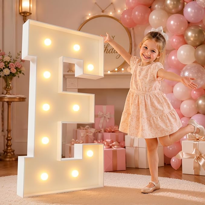 imprsv 4FT Marquee Light Up Letters for Birthday Party Decorations Large Marquee Letters for Wedding Event Bridal Shower Engagement Anniversarty Party Decor,Letter E