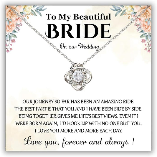 Groom To Bride Necklaces, Groom To Bride Necklace Gifts With Message Card, Groom To Bride Necklace For Wedding Day, To My Bride Necklace, Bridal Shower Necklace Gifts For Bride To Be