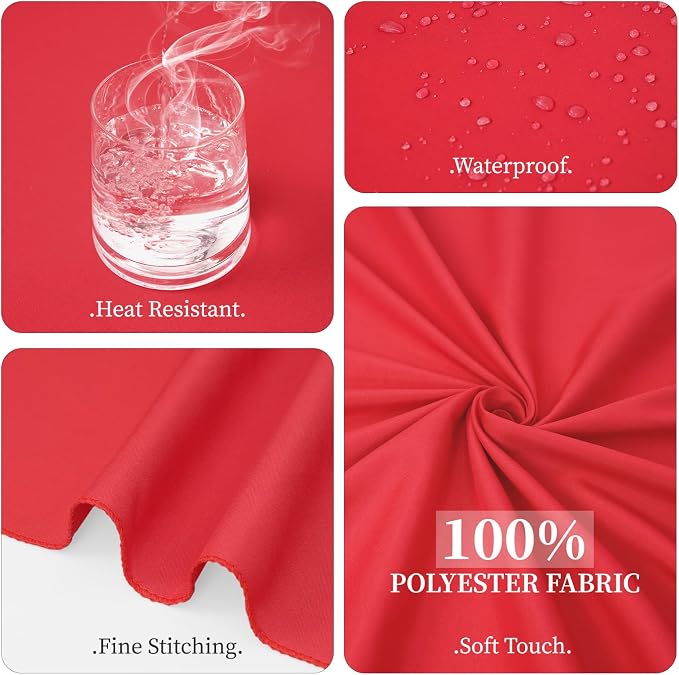 10 Pack Red Round Tablecloth 90 Inch, Waterproof Polyester Table Cloth for Round Tables Red Tablecloths Stain and Wrinkle Resistant Washable Fabric Table Cover for Party Dining Wedding Banquet