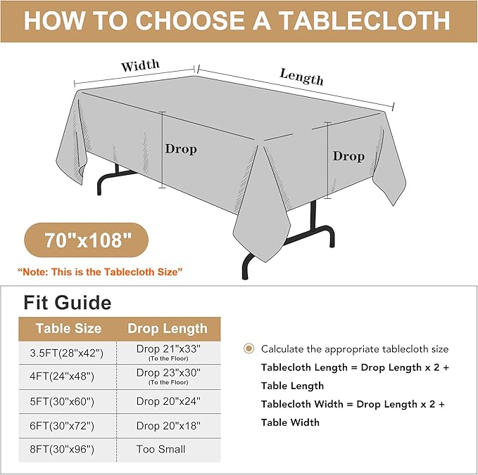 sancua Rectangle Tablecloth - 70 x 108 Inch - Stain and Wrinkle Resistant Washable Polyester Table Cloth, Decorative Fabric Table Cover for Dining Tables, Buffet Parties and Camping, Red