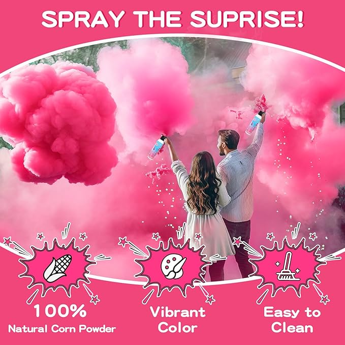 Gender Reveal Fire Extinguisher, 2 Pack Girl Gender Reveal Ideas Party Decor, Biodegragable Gender Reveal Party Supllies (Large)