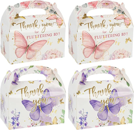 DjinnGlory 36-Pack Butterfly Party Favor Treat Boxes, Small Cute Gable Boxes for Girls Party Giveaways and Small Business 6.18x3.58x3.39 Inches