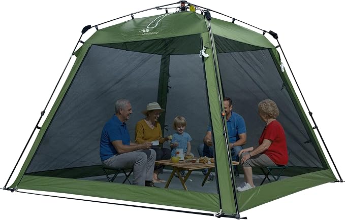 Pop Up Screen House Gazebo 8.2'x8.2'x75'' – Instant Portable Canopy with Mosquito Netting & UPF Sun Protection, Tool-Free 60s Setup, Foldable Outdoor Tent for Backyard, Camping, Park,Olive Green