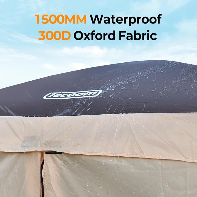 Tecoom 6x6ft Pop Up Gazebo Tent, 4-Sided Canopy Shelter Tent with Mesh Windows for Camping, Portable Large Shade Tents with Siedwalls, Carrying Bag and Stakes for Outdoor, Garden, Lawn, and Backyard