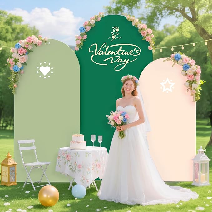 Wedding Arch Cover Spandex Arch Backdrop Covers Set of 3 (7.2FT, 6.6FT, 6FT) Green Covers for Balloon Arched Backdrop Stands Cover Arched Fabric Stretchy Backdrops for Birthday Party Grad Decoration