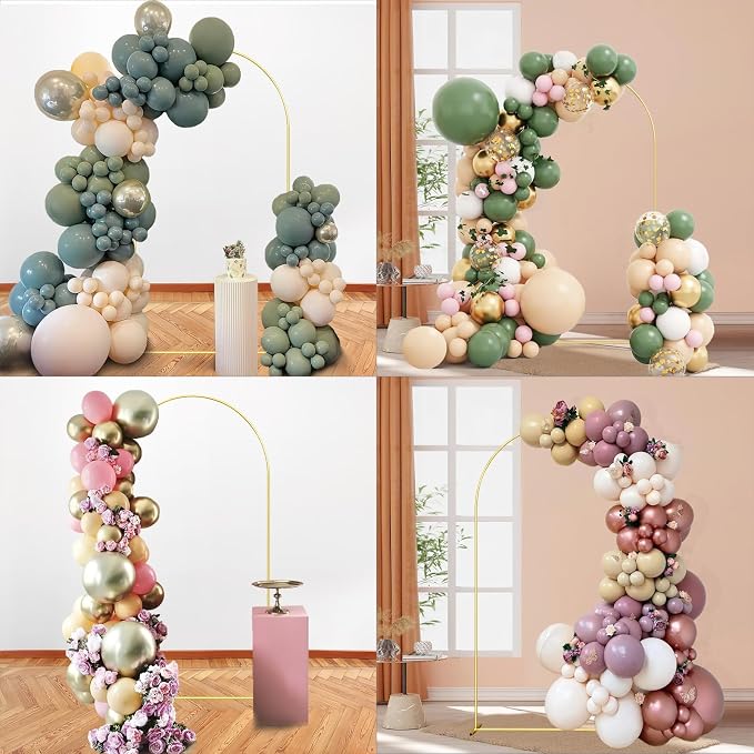6.6 FT Arch Stand with Arch Stand Cover, Wedding Arch Backdrop Stand and Beige Arch Cover for Birthday Party Wedding Ceremony Bridal Baby Shower, BS01-5