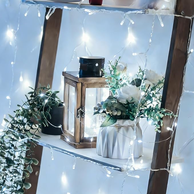 YEGUO Fairy Lights Battery Operated, 4 Packs Each 16ft 50 LED String Lights, Christmas Lights Indoor for Bedroom Wedding Party Holiday Gift(White)