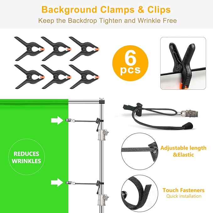 9.2 x 10 Ft Stainless Steel Backdrop Stand Heavy Duty, MSKIRA Adjustable Backdrop Stand Background Support System Kit for Photography, Parties, or Weddings with Clamps, Carry Bag