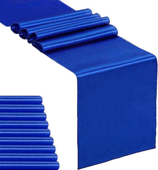 10-Pack Satin Table Runner Royal Blue 12 x 108 inches Long, Table Runners for Wedding, Birthday Parties, Banquets Decorations（10 Pack, 12x108 Inch, Royal Blue）
