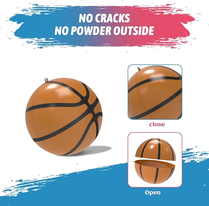 POPUPARTY Gender Reveal Basketball with Pink & Blue Powder, for Baby Boy or Girl Gender Reveal, Party Supplies
