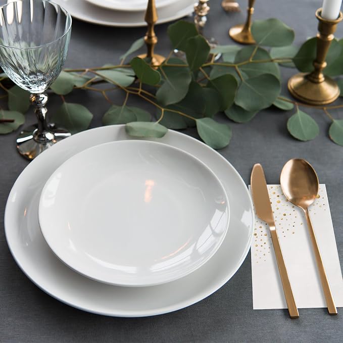 Stylish White and Gold Napkins for Party, 100 Linen Feel Disposable Dinner Napkins, 8.5x4.25" Gold Hand Towels for Bathroom, Cloth Like Linen Feel Guest Towels for Wedding, Reception or Event