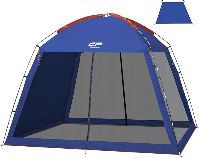 CAMPROS CP Screen House Room with 1 Pc Removal Wind/Sun Panel Canopy Tent Camping Tent Screen Shelter Gazebos for Patios Outdoor Camping Activities, 10'X10'X86in(H) - Blue