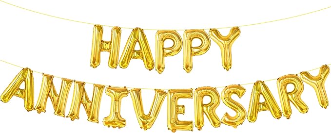 KatchOn, Gold Happy Anniversary Balloons Letters - Huge, 16 Inch | Gold Happy Anniversary Banner for Happy Anniversary Decorations | 1000 Pcs Artificial Red Rose Petals - Silk, Fake Rose Petals