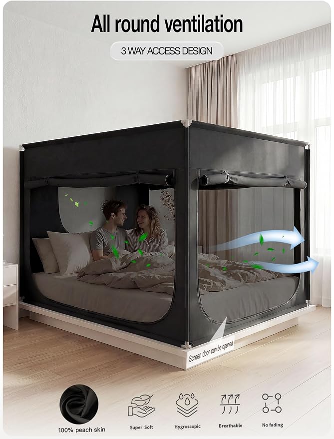ANC POP Portable Bed Tent, Blackout Privacy Canopy with 3 Doors & Breathable Mesh, Large Space for Adults, Indoor Sleeping Shelter for Dorms/Shared Rooms