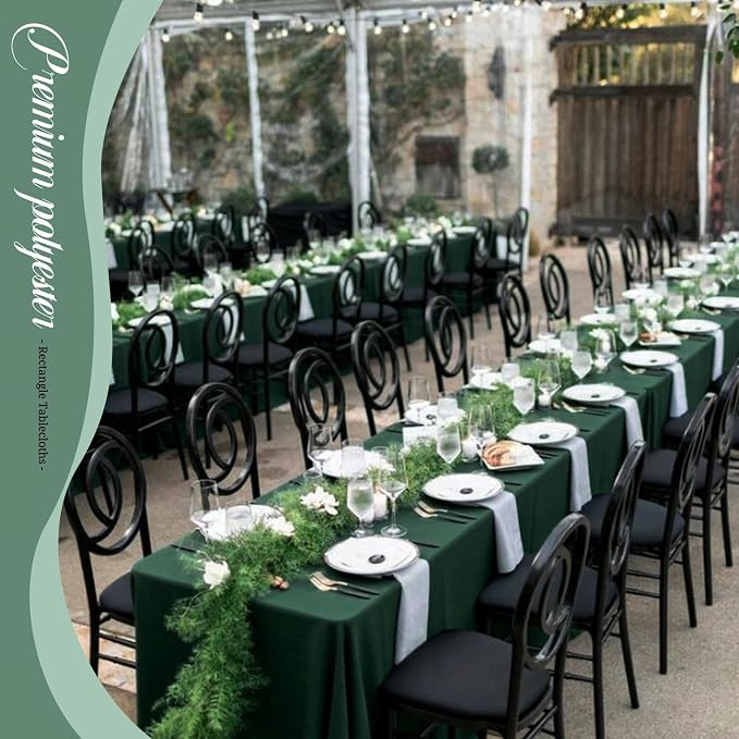 10 Pack 60 x 102 Inch Rectangle Tablecloth, Hunter Green Tablecloth for 6 Feet Rectangle Tables, Stain and Wrinkle Resistant Washable Fabric Table Cloth for Wedding Dining Table Buffet Parties Camping