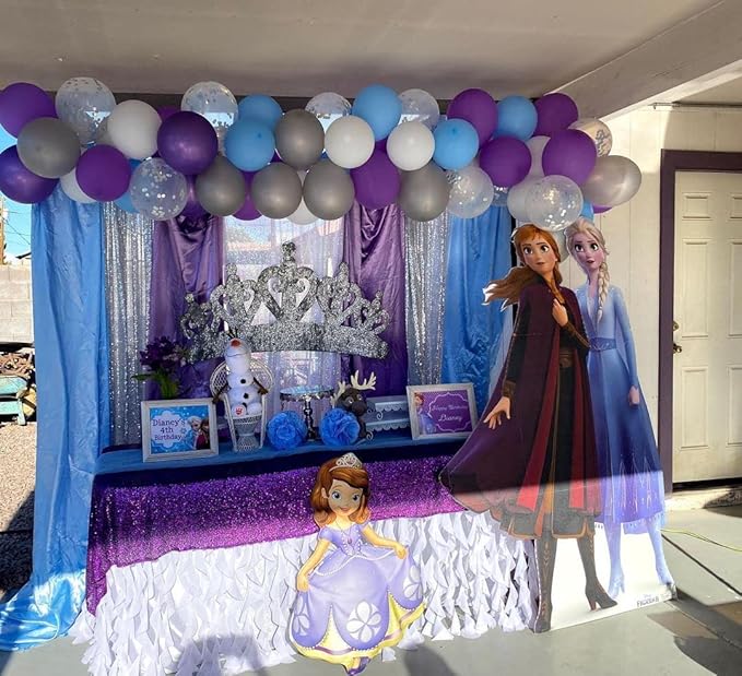 QueenDream Sequin Tablecloth 60"x102" Purple Tablecloth Glitter Party Table Cloth Overlay for Wedding Birthday Decorations